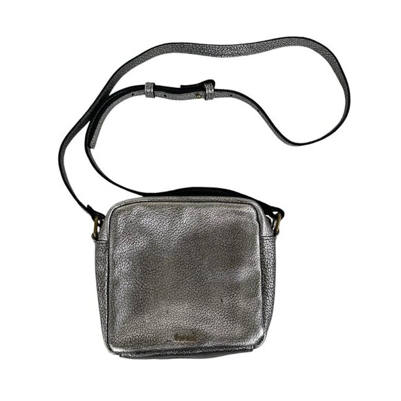 ✨ The Sak Women's Maisie Square Silver Leather Crossbody Bag Metallic Boho Chic - Picture 1 of 8